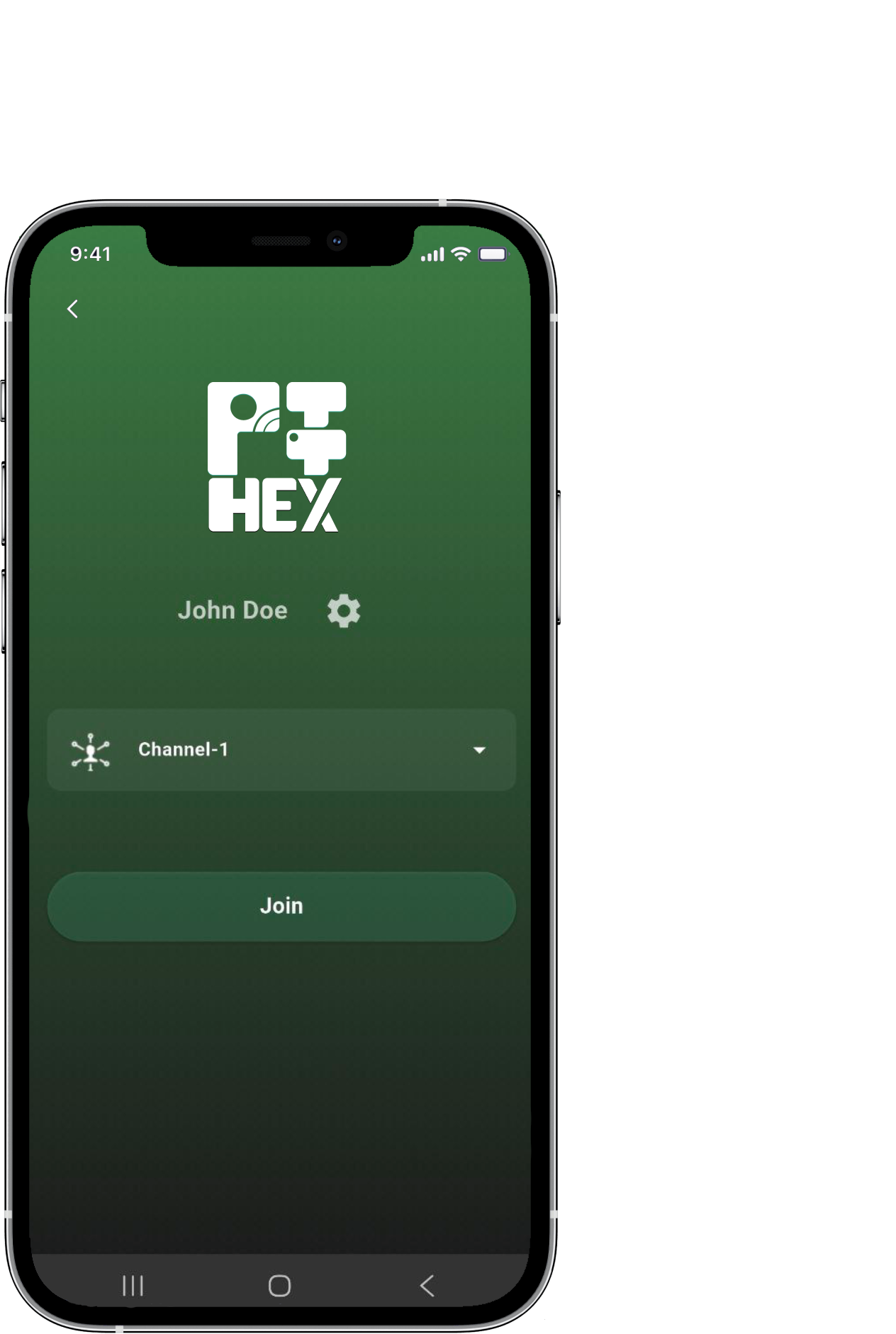 PTTHex mobile push-to-talk screen